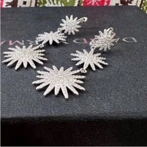 David Yurman Silver Pavé Starburst Drop Earrings